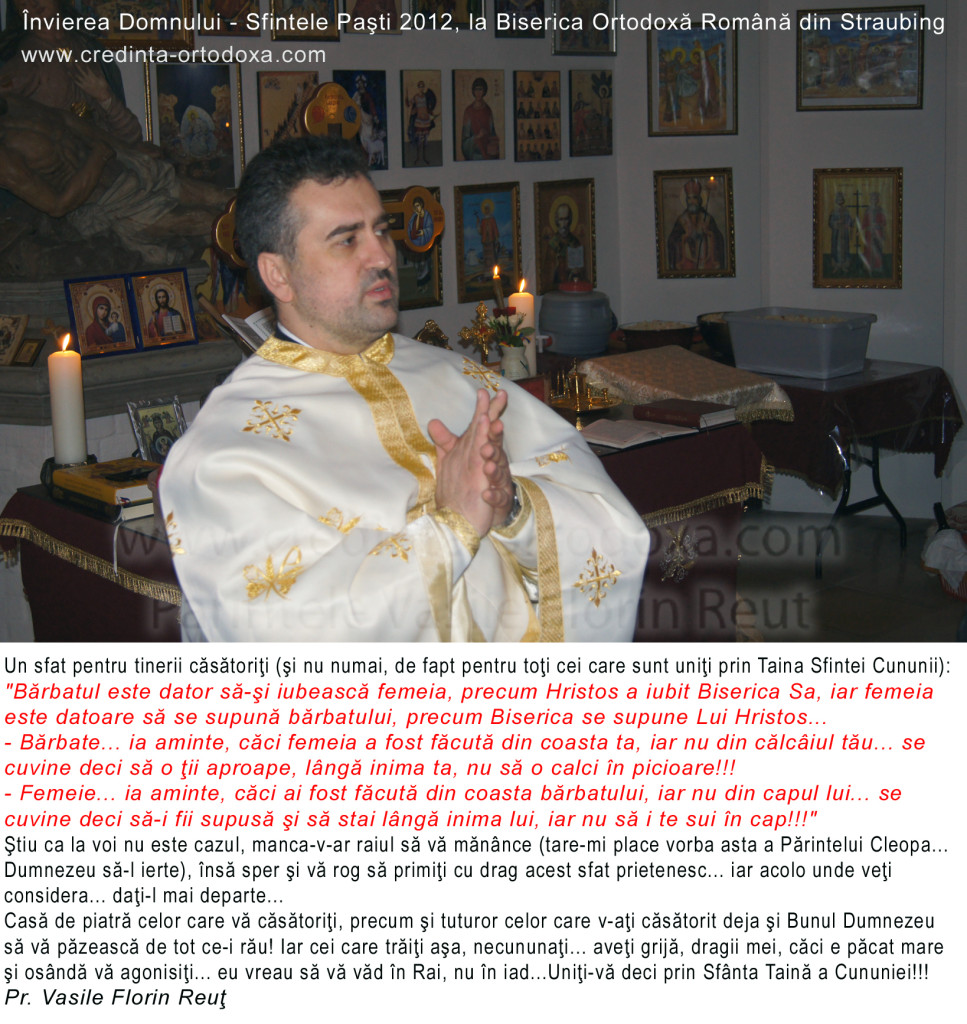 Sfat pentru tinerii casatoriti * Parintele Vasile Florin Reut * www.credinta-ortodoxa.com