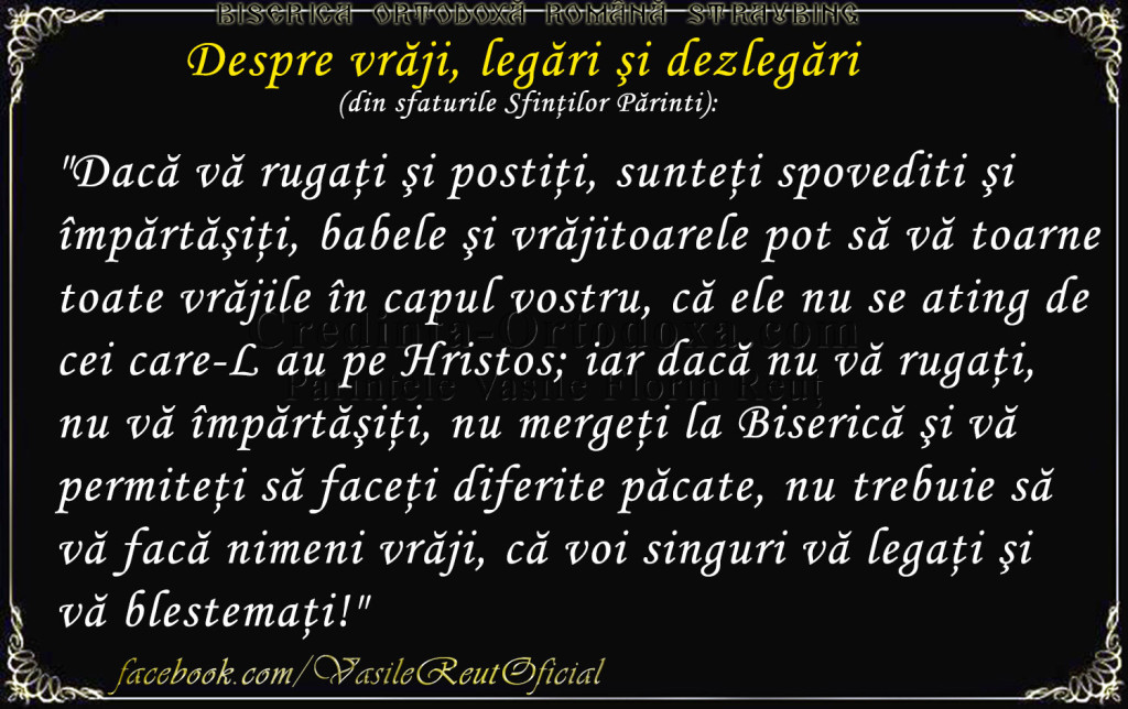 Despre vrăji, legări şi dezlegări (din sfaturile Sfinţilor Părinti):