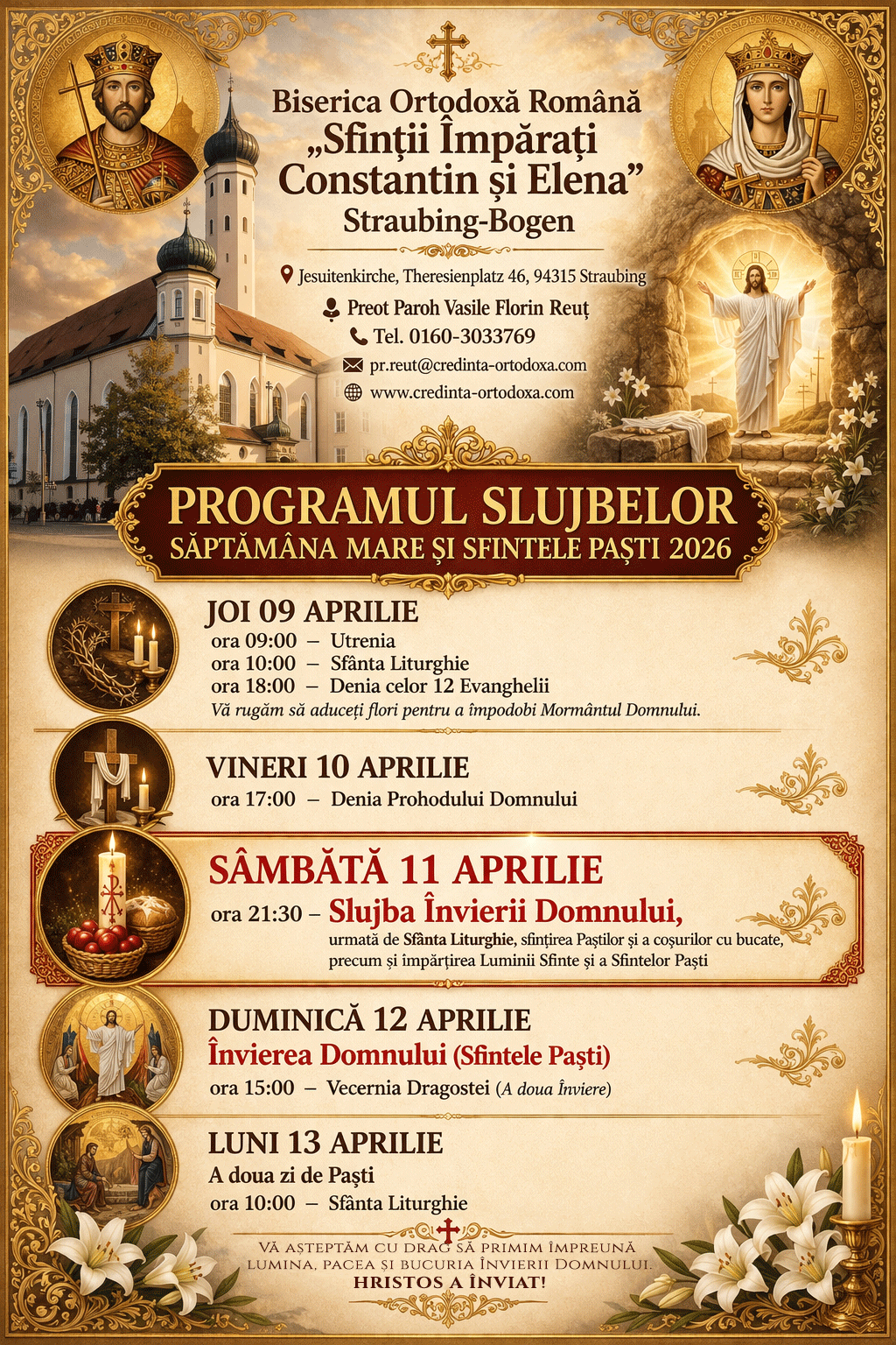 Slujba Învierii Domnului – Sfintele Paști 2026 Slujba Învierii Domnului – Sfintele Paști 2026
