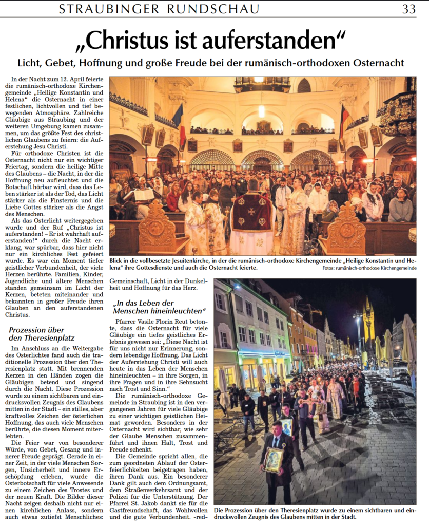 „Christus ist auferstanden”- Licht, Gebet, Hoffnung und große Freude bei der rumänisch-orthodoxen Osternacht