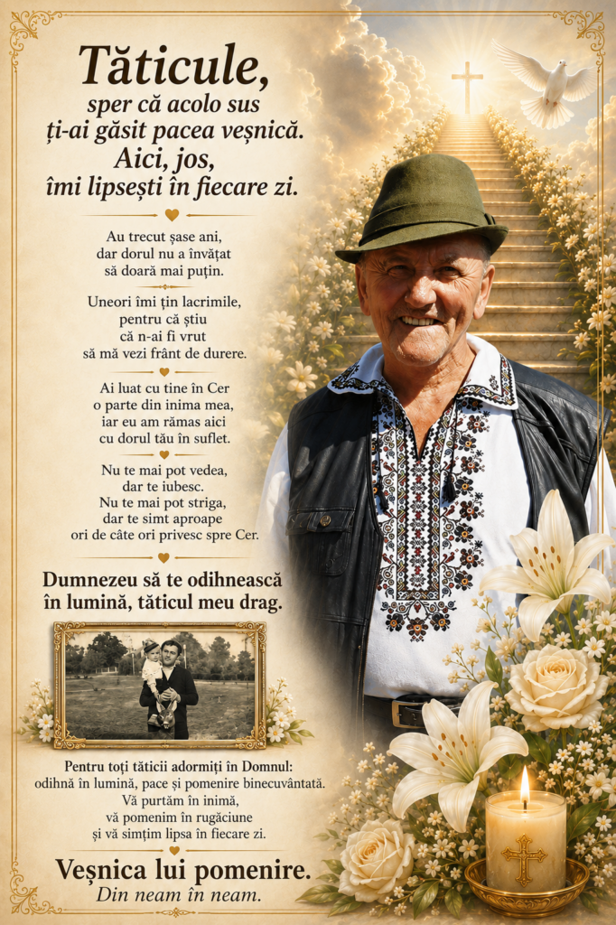 Au trecut șase ani. Dorul nu s-a stins. Doar a învățat să se roage Au trecut șase ani. Dorul nu s-a stins. Doar a învățat să se roage