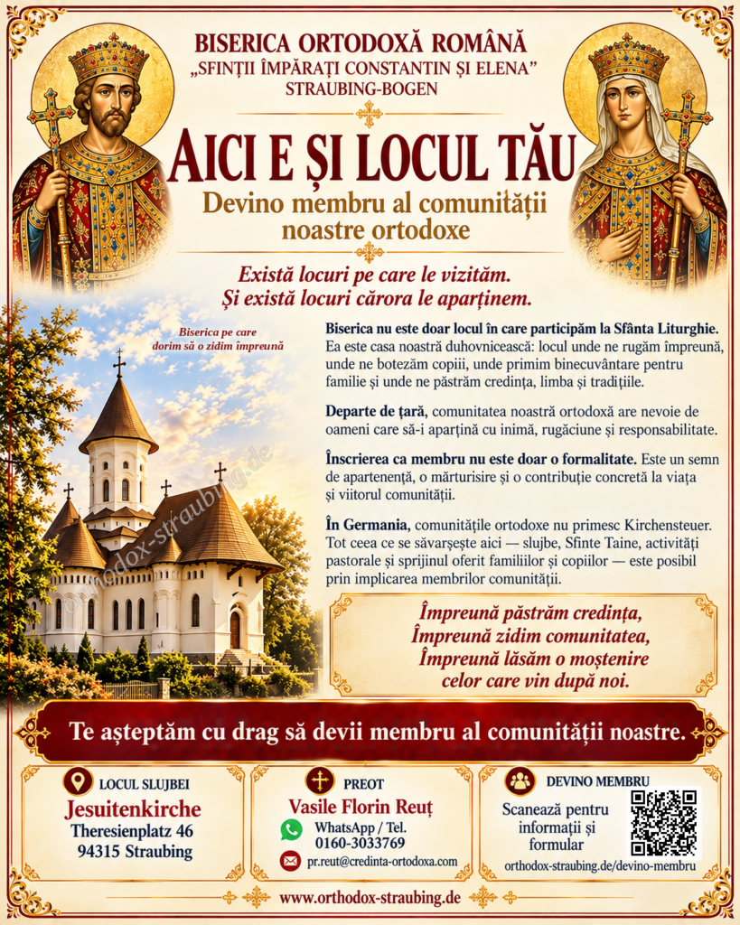 AICI E ȘI LOCUL TĂU! Devino membru al comunității noastre ortodoxe AICI E ȘI LOCUL TĂU! Devino membru al comunității noastre ortodoxe